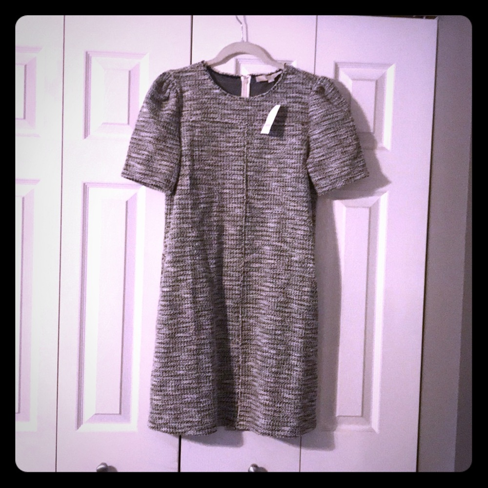 LOFT Black & White Tweed Dress Small